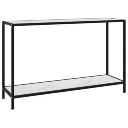 Berkfield Console Table White 120X35X75 Cm Tempered Glass - thumbnail 1