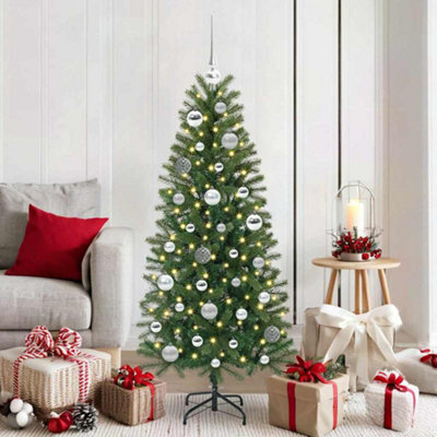 Vidaxl Christmas Bauble Set With 150 Leds 61 Pcs Silver Plastic - image 1
