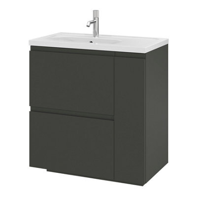 GoodHome Levanna Matt Dark Grey Freestanding Vanity Unit & Basin Set (W)800mm (H)850mm - image 1