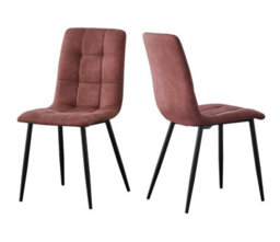 Mcc Direct Henri Faux Suede Leather Dining Chairs Set Of 4 Pink - thumbnail 2