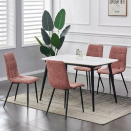 Mcc Direct Henri Faux Suede Leather Dining Chairs Set Of 4 Pink