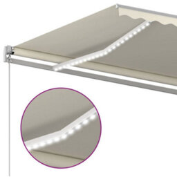 Berkfield Manual Retractable Awning With Led 400X350 Cm Cream - thumbnail 5