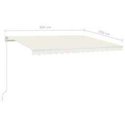 Berkfield Manual Retractable Awning With Led 400X350 Cm Cream - thumbnail 7