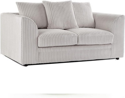 BlissFurniture Ltd Bliss Furniture Cream Jumbo Cord 2 Seater Sofa Compact Size With Scatter Back Cushions - image 1