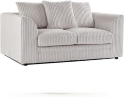 BlissFurniture Ltd Bliss Furniture Cream Jumbo Cord 2 Seater Sofa Compact Size With Scatter Back Cushions - thumbnail 1