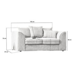 BlissFurniture Ltd Bliss Furniture Cream Jumbo Cord 2 Seater Sofa Compact Size With Scatter Back Cushions - thumbnail 2