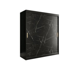 Arte Elegant Black Geneva T Sliding Door Wardrobe W1800mm H2000mm D620mm - Ample Storage, Gold Metal Handles, Sleek Design - thumbnail 1
