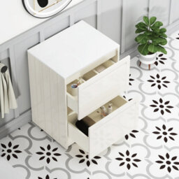 Royal Bathrooms Royal Bathroom Elmore 600mm Classic White Freestanding Bathroom Vanity Unit 2 Drawer Plain White Worktop With Nova Basin - thumbnail 6