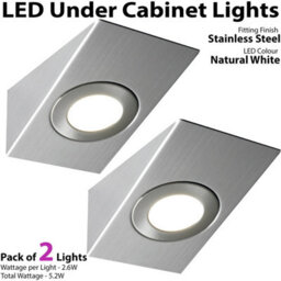 Brushed Nickel Under Cabinet Kitchen Light Kit With Natural White Led - 2 Pack - thumbnail 3