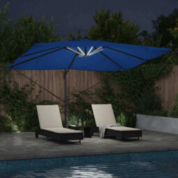 Berkfield Sturdy Cantilever Roma Parasol With Leds Azure Blue 352X251X265 Cm Aluminium - thumbnail 4