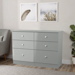 Yarmouth Ready Assembled Matt Grey No Effect 6 Drawer Chest (H)785mm (W)1100mm (D)390mm - thumbnail 1
