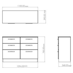 Yarmouth Ready Assembled Matt Grey No Effect 6 Drawer Chest (H)785mm (W)1100mm (D)390mm - thumbnail 5