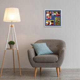 AK Frames 12X12 Silver Sleek Multi Photo Frame With Blue Mount - Holds 4 Apertures (4X) 6X4 Photos - thumbnail 3
