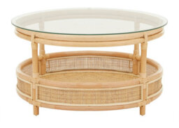 Orsina Elegant Rattan Coffee Table With Glass Top, Round Cane Furniture, Sturdy Outdoor Table, Stable Coffee Table - thumbnail 5