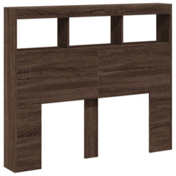Berkfield Headboard Cabinet With Led Brown Oak 120X17X102 Cm - thumbnail 3