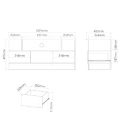 Messina Matt Dusk Grey Tv Stand With 2 Shelves & 1 Drawers, (H)49.5Cm X (W)109.1Cm X (D)40Cm - thumbnail 7