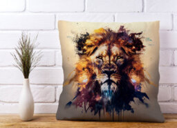 Warren Reed Designer Majestic Lion Face Splashart Cushions 45Cm X 45Cm - thumbnail 2