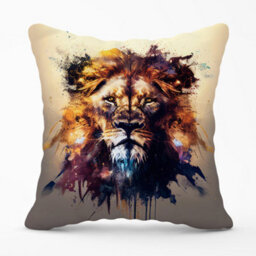Warren Reed Designer Majestic Lion Face Splashart Cushions 45Cm X 45Cm - thumbnail 1