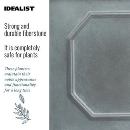 Idealist™ 22Cm Planter, Grey Reinforced Stone Chelsea Planter Box, Square Small Garden Planter, Faux Lead Outdoor Plant Pot - thumbnail 3