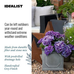 Idealist™ 22Cm Planter, Grey Reinforced Stone Chelsea Planter Box, Square Small Garden Planter, Faux Lead Outdoor Plant Pot - thumbnail 7