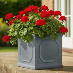 Idealist™ 22Cm Planter, Grey Reinforced Stone Chelsea Planter Box, Square Small Garden Planter, Faux Lead Outdoor Plant Pot