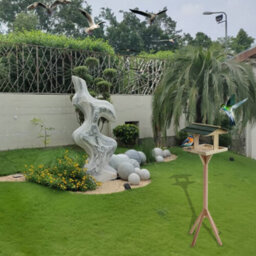 Traditional Wooden Bird Table Garden Birds Feeder Feeding Station Free Standing - thumbnail 2