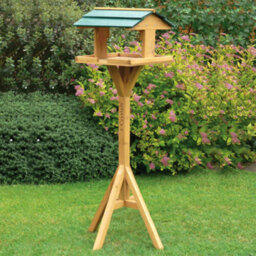 Traditional Wooden Bird Table Garden Birds Feeder Feeding Station Free Standing - thumbnail 1