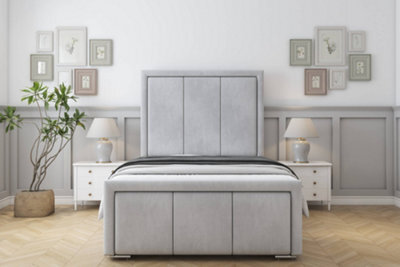 "Sloomy Lancaster Silver Naples Bed Frame With Mattress With 50"" Upholstered Headboard 5' King" - image 1