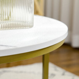 Homcom Marble Coffee Table Set Of 2, Round Nest Of Tables, White - thumbnail 8