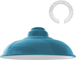 Cyan Blue Metal Lamp Shade 32Cm Industrial Retro Ceiling Pendant Light Shade, E27 Easy Fit - thumbnail 3