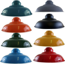 Cyan Blue Metal Lamp Shade 32Cm Industrial Retro Ceiling Pendant Light Shade, E27 Easy Fit - thumbnail 7