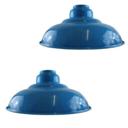 Cyan Blue Metal Lamp Shade 32Cm Industrial Retro Ceiling Pendant Light Shade, E27 Easy Fit