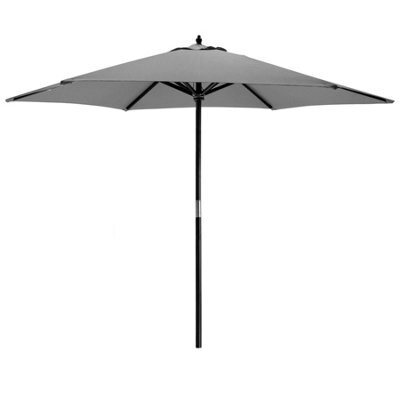 Harbour Housewares Wooden Garden Parasol - 2.7M - Grey - image 1