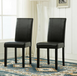 MCC Direct Set Of 2 Leather Dining Chairs Black By Mcc