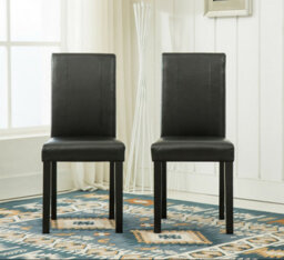 MCC Direct Set Of 2 Leather Dining Chairs Black By Mcc - thumbnail 2