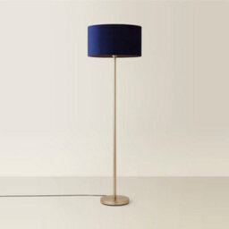 Valuelights Charles Chrome Floor Lamp With Navy Velvet Shade And Bulb - thumbnail 6