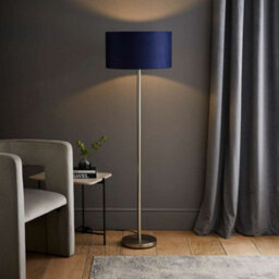 Valuelights Charles Chrome Floor Lamp With Navy Velvet Shade And Bulb - thumbnail 5