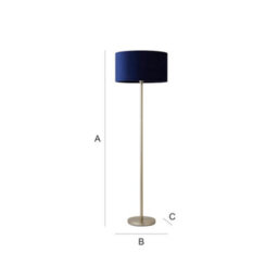 Valuelights Charles Chrome Floor Lamp With Navy Velvet Shade And Bulb - thumbnail 8