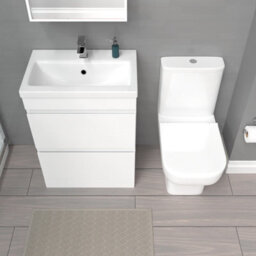 Nes Home White 600mm 2 Drawers Basin Vanity Unit & Close Coupled Toilet - thumbnail 3