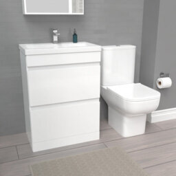 Nes Home White 600mm 2 Drawers Basin Vanity Unit & Close Coupled Toilet - thumbnail 5