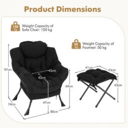 Gainoom Lazy Chair With Ottoman Modern Accent Chair Upholstered Sherpa Reading Chair - thumbnail 5