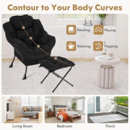 Gainoom Lazy Chair With Ottoman Modern Accent Chair Upholstered Sherpa Reading Chair - thumbnail 9