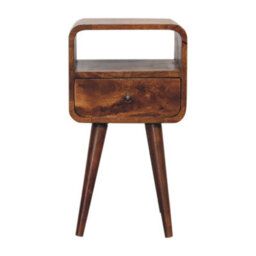 Artisan Furniture Solid Wood Mini Chestnut Curve Open Bedside - thumbnail 1