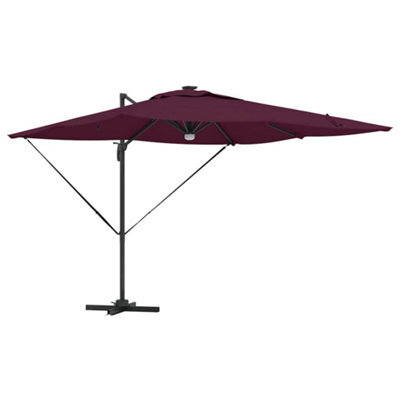 Berkfield Versatile Cantilever Roma Parasol With Leds Bordeaux Red 286X285X270 Cm Aluminium - image 1