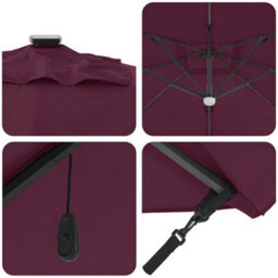 Berkfield Versatile Cantilever Roma Parasol With Leds Bordeaux Red 286X285X270 Cm Aluminium - thumbnail 9