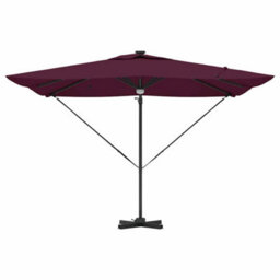 Berkfield Versatile Cantilever Roma Parasol With Leds Bordeaux Red 286X285X270 Cm Aluminium - thumbnail 6