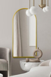 "Mirroroutlet Arcus - Gold Framed Arched Leaner / Wall Mirror 63"" X 31"" (160Cm X 80Cm)"
