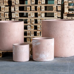 Jōbū Jobu Home - 55Cm Large Cylinder Planter For Bushes And Feature Plants - 93L Aurella - Blushstone (Pink Beige) - thumbnail 1