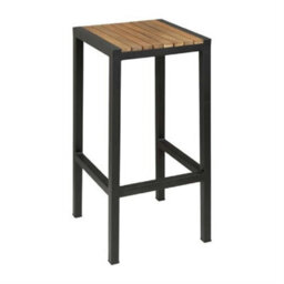 Juneau Fixed Height Bar Stool Price Per Pair Black Steel & Acacia Wood