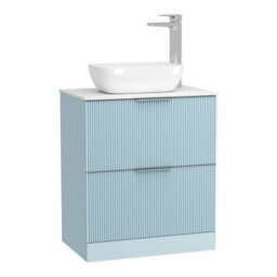 Royal Bathrooms Evora 700mm Powder Blue Fluted Floor Standing Vanity Unit 2 Drawer With Countertop Basin - Elva - thumbnail 4